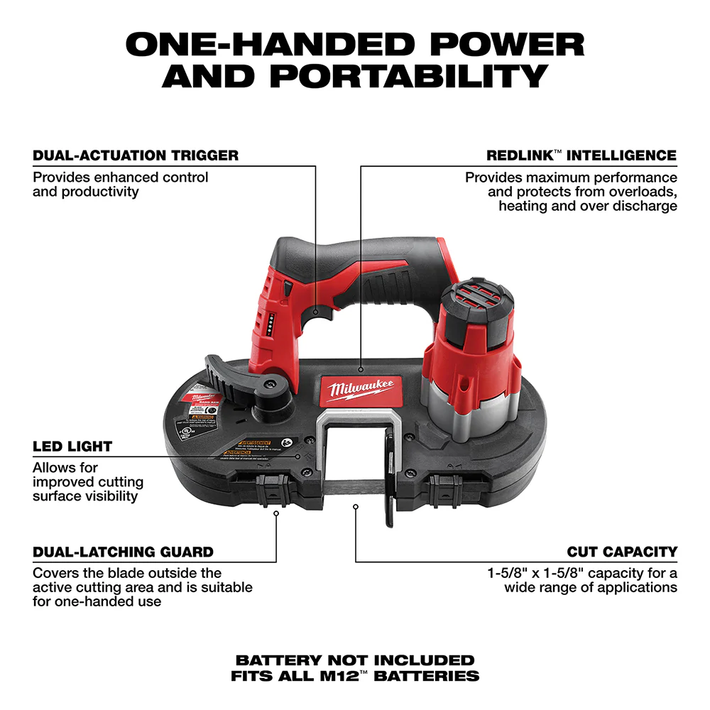Milwaukee 2429-80 M12 12V Cordless Sub-Compact Band Saw - Recon - Bare Tool