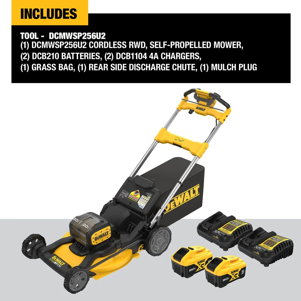 DeWALT DCMWSP256U2 2X20V MAX XR Cordless RWD Self Propelled Mower Kit