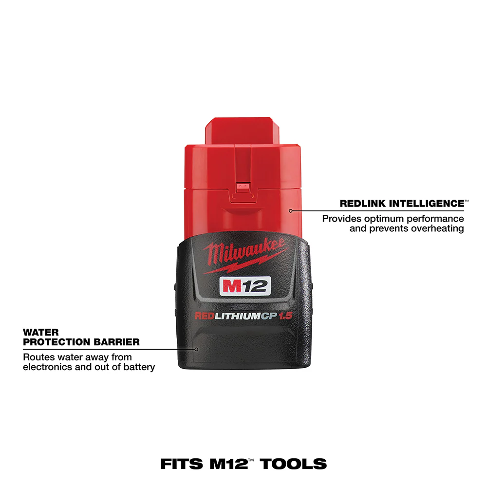 Milwaukee 48-11-2411 M12 12V 1.5Ah REDLITHIUM Compact Battery - 2pk
