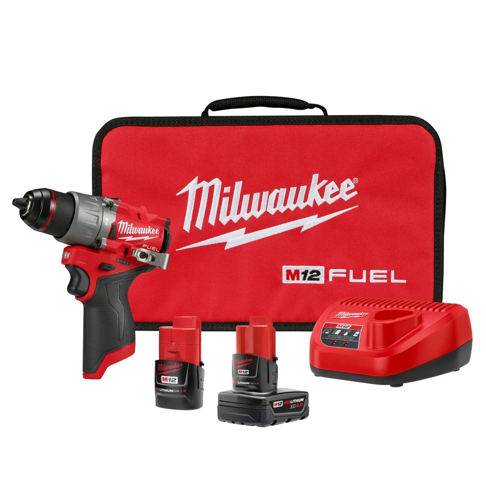 Milwaukee 3404-22 M12 FUEL 12V 1/2 Cordless Li-Ion Hammer Drill/Driver Kit