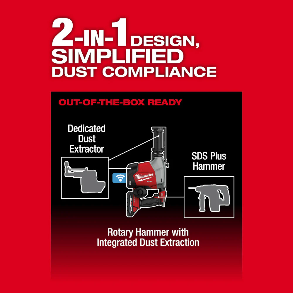 Milwaukee 3311-22 M18 FUEL 18V Overhead Rotary Hammer w/ Dust Extraction