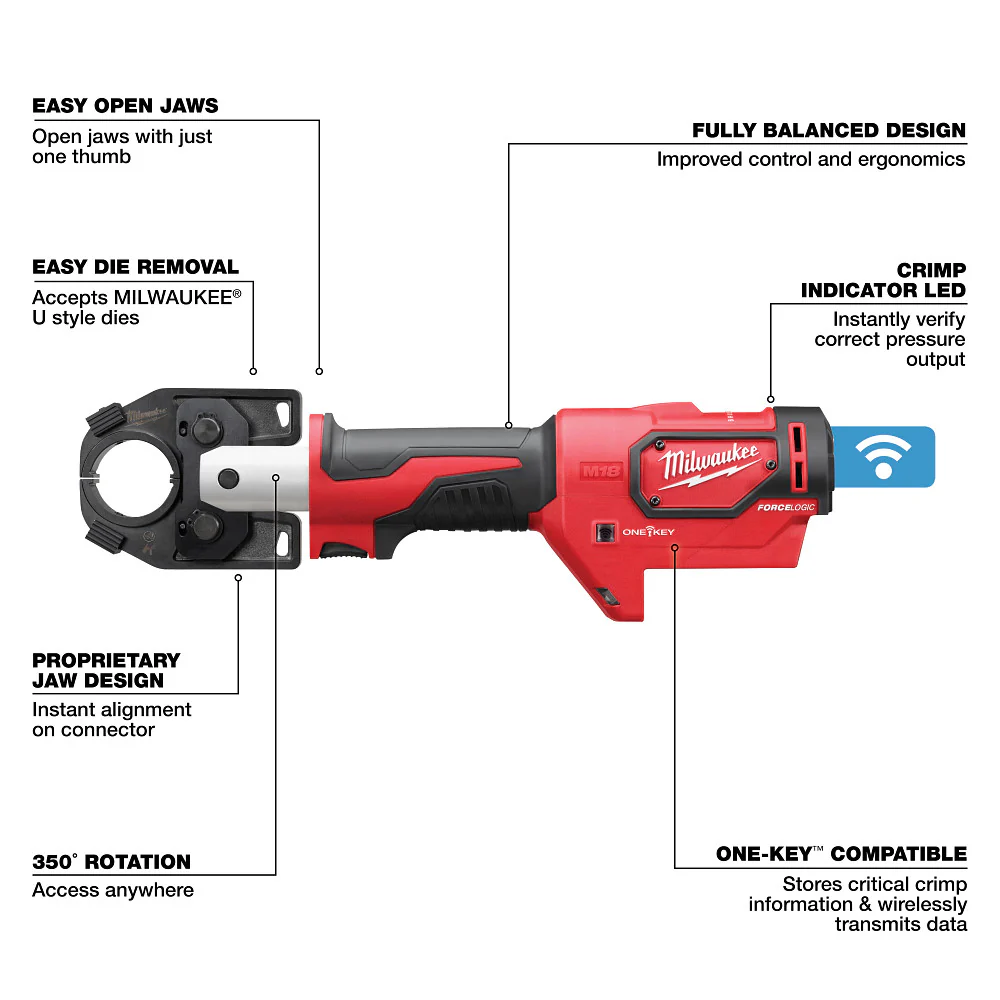 Milwaukee 2679-750CU M18 18V 600 MCM Cu Crimper 750 MCM Expanded Jaw/Dies