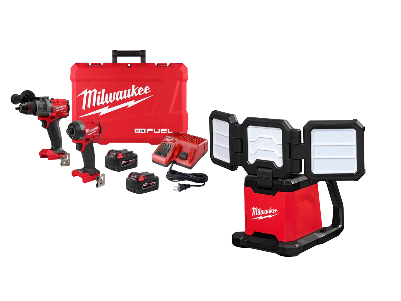 Milwaukee 3697-22Light M18 FUEL 18V 2-Tool Combo Kit w/ M18 Triple Panel Light