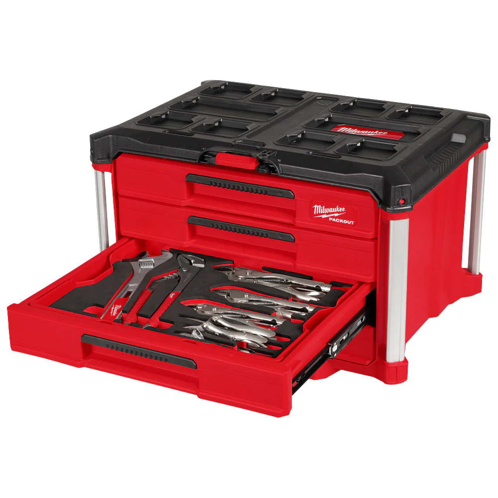 Milwaukee 48-22-9493 Hand Tool Set w/ PACKOUT 4 Drawer Tool Storage Box - 64PC