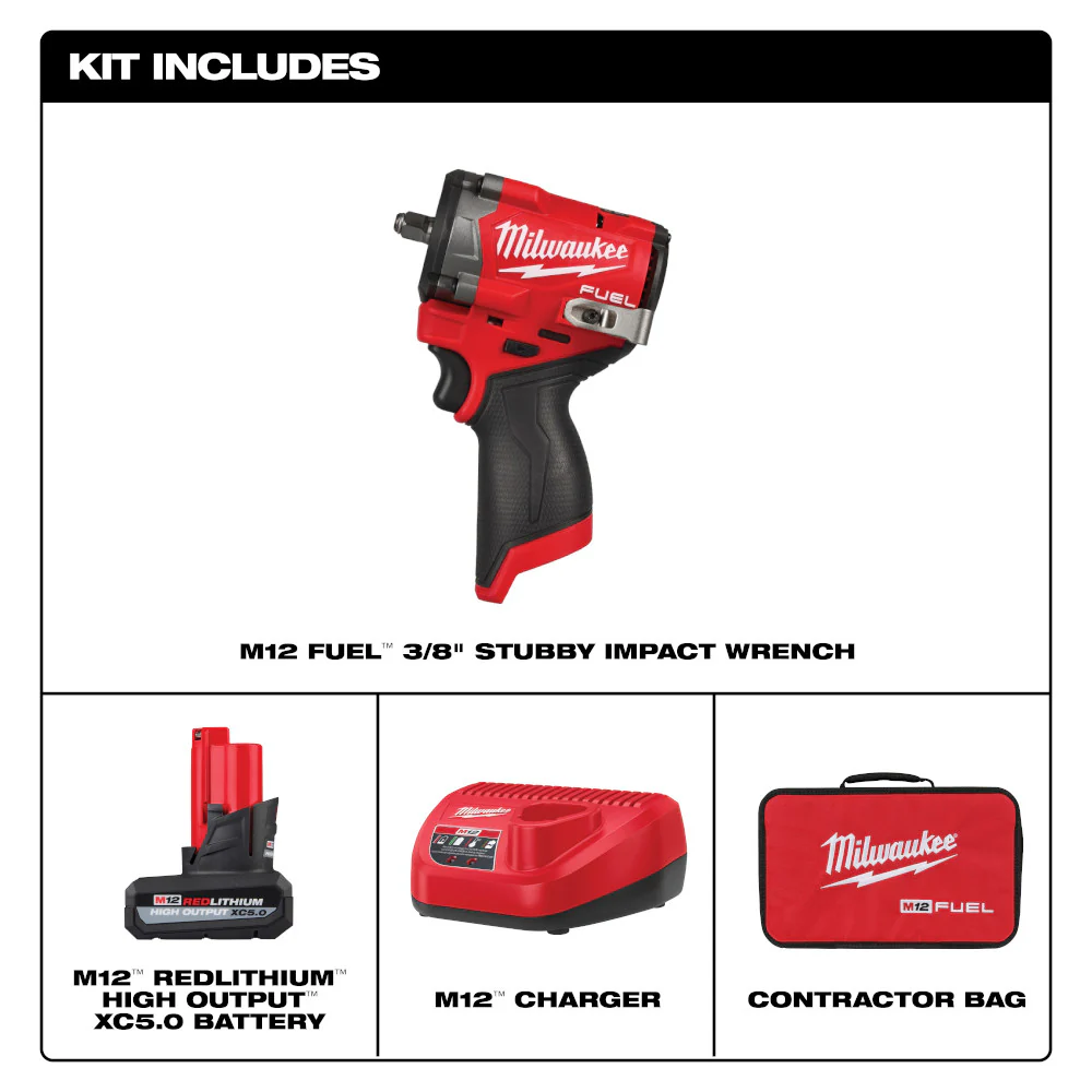 Milwaukee 2562-21 M12 FUEL 12V 3/8 Stubby Impact Wrench Kit