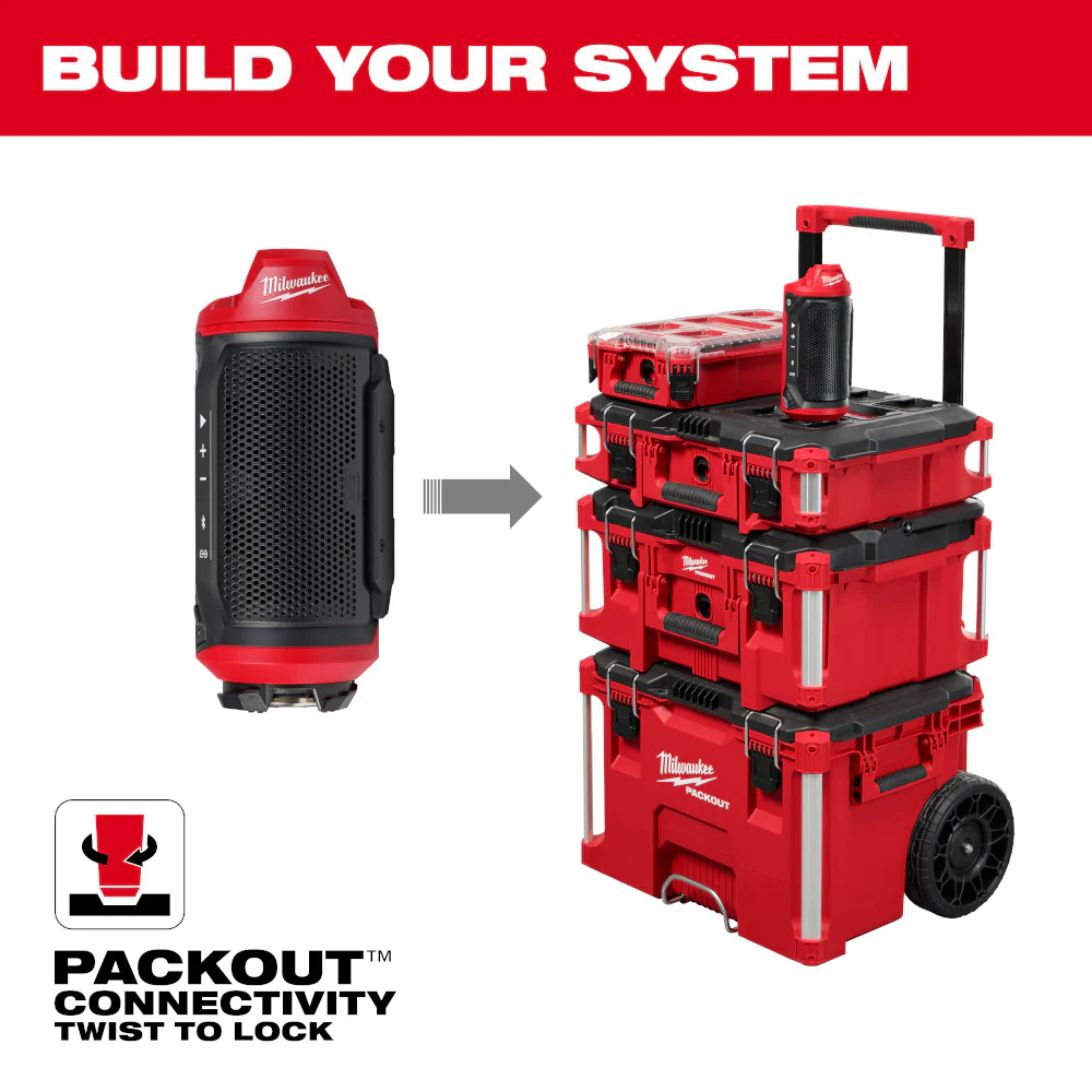 Milwaukee 2955-20 M12 12V PACKOUT Cordless Bluetooth Jobsite Speaker - Bare Tool