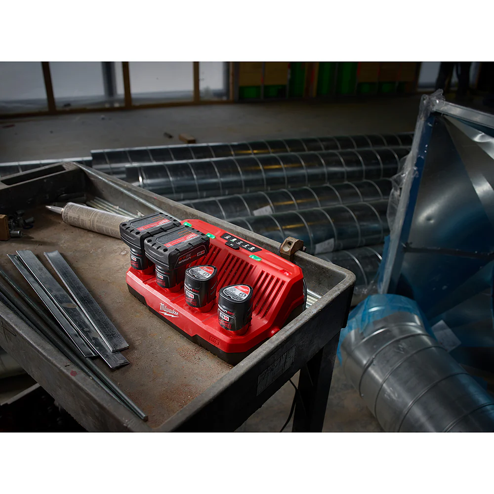 Milwaukee 48-59-1204 M12 12V REDLINK 4-Bay Skip Button Battery Charger