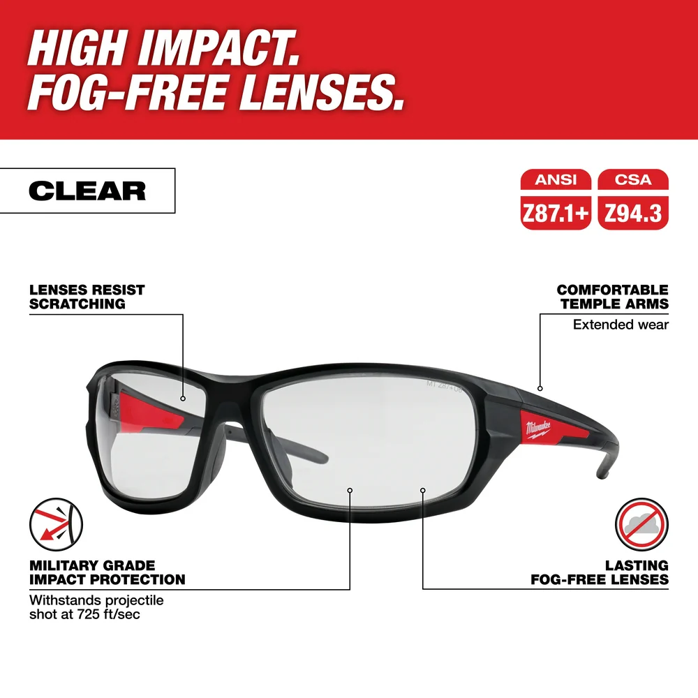 Milwaukee 48-73-2021 Durable Anti-Scratch/Fog Clear Performance Safety Glasses