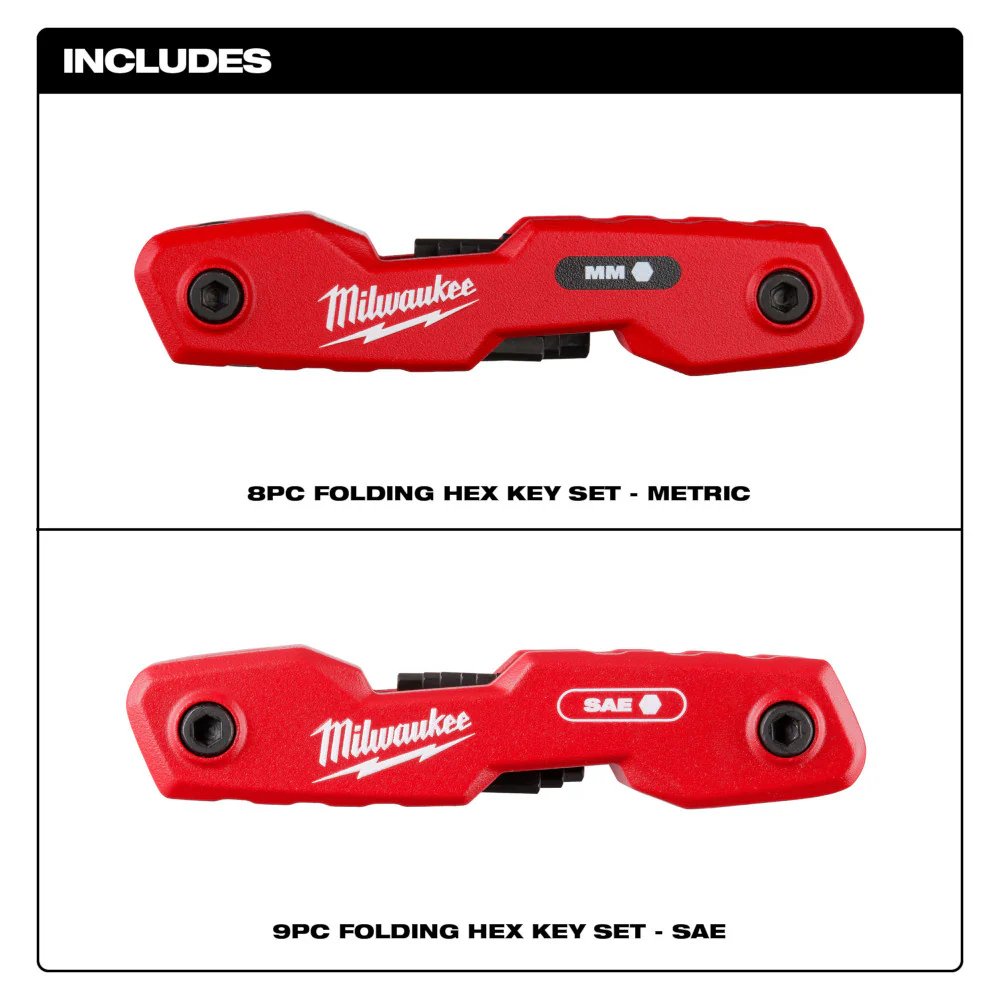 Milwaukee 48-22-2183 17 Key Folding Hex Key SAE/Metric Sets -  2PC