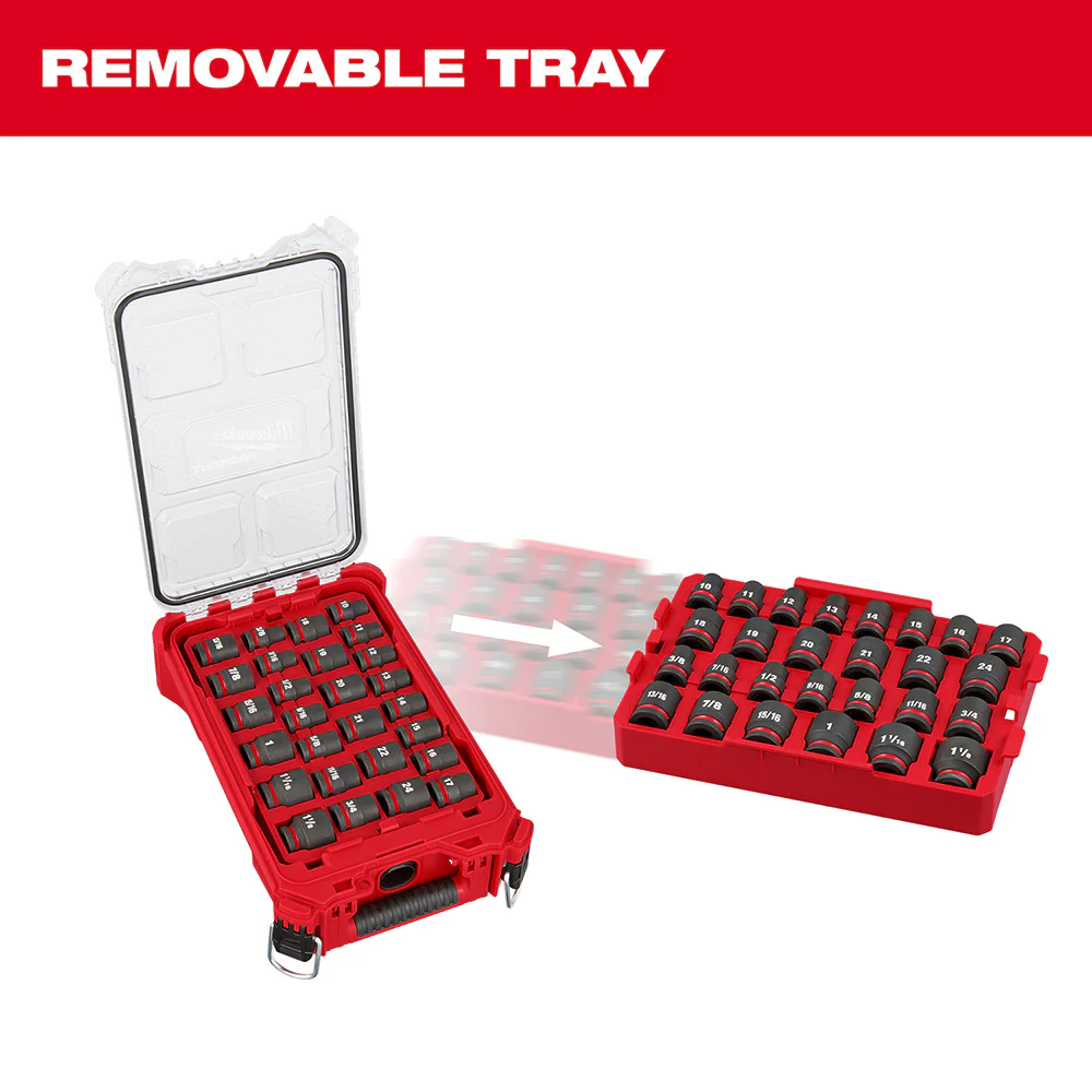 Milwaukee 49-66-6804 SHOCKWAVE 1/2 Impact Duty Socket MM PACKOUT Set - 27 PC