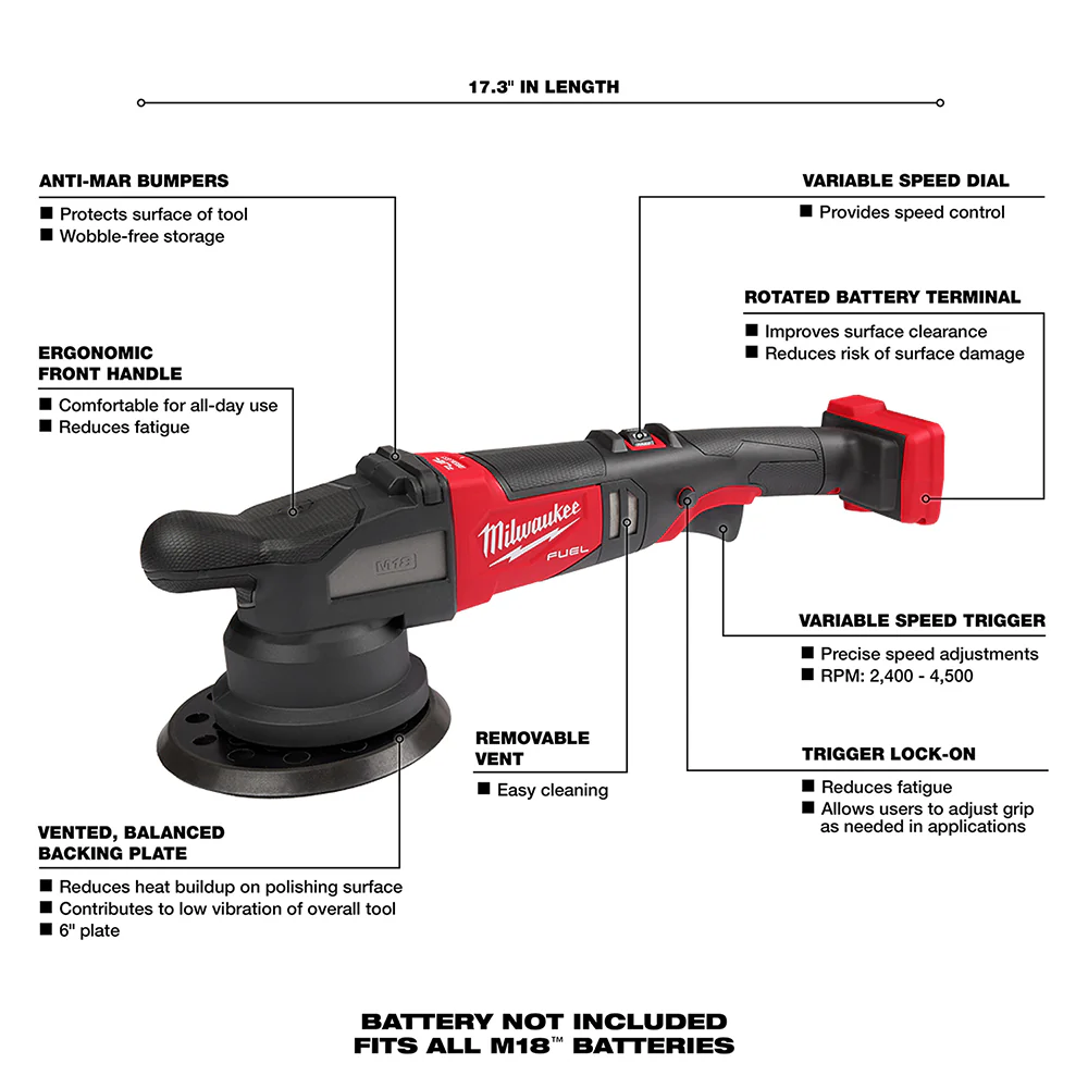 Milwaukee 2685-20 M18 FUEL 18V 21mm Random Orbital Polisher - Bare Tool