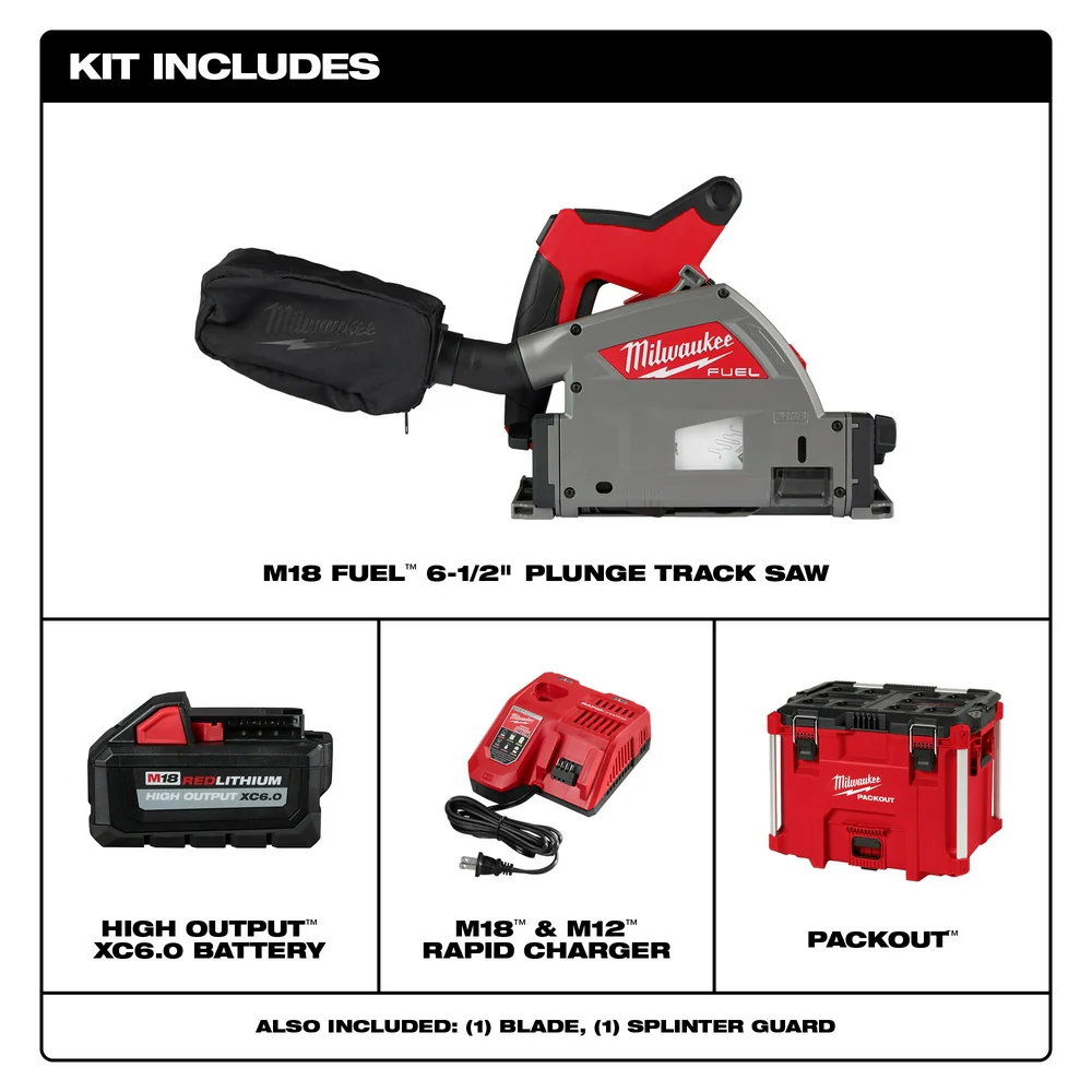 Milwaukee 2831-21 M18 FUEL 18V 6-1/2 Cordless Li-Ion Plunge Track Saw Kit