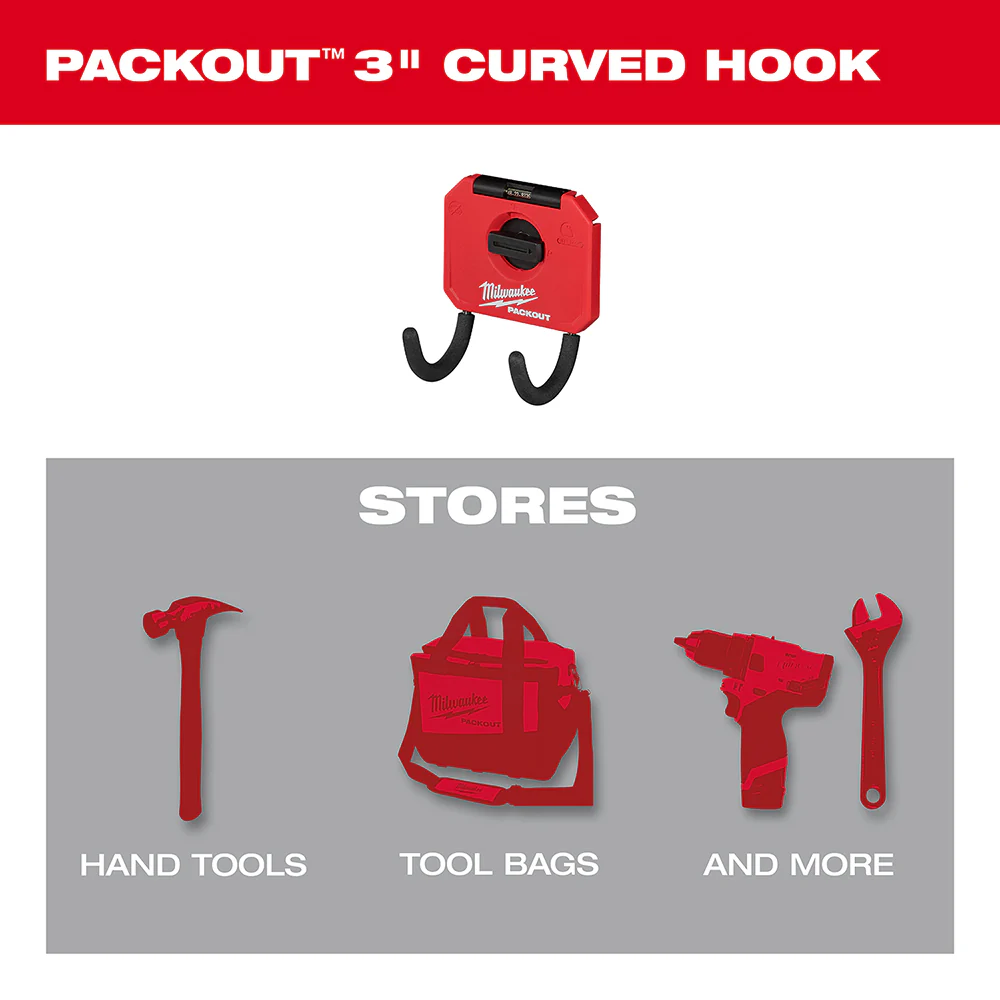Milwaukee 48-22-8335 3 PACKOUT Reinforced Curved Hook