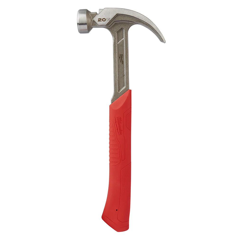 Milwaukee 48-22-9080 20oz Curved Claw Smooth Face Hammer w/ ShockShield Grip