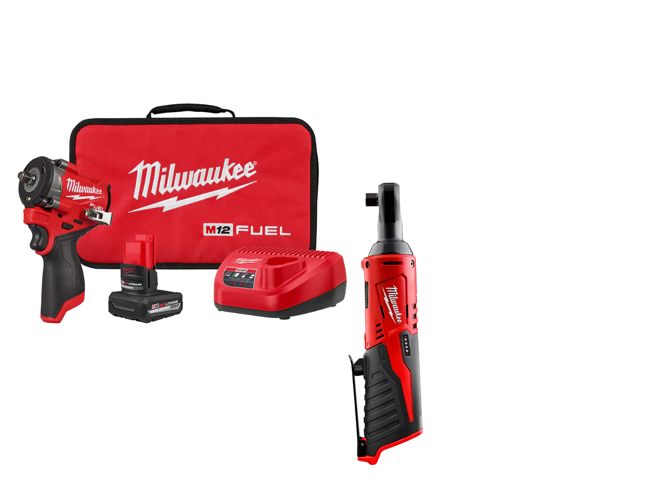 Milwaukee 2562-21RT M12 FUEL Stubby 3/8 Impact Wrench Kit and Ratchet