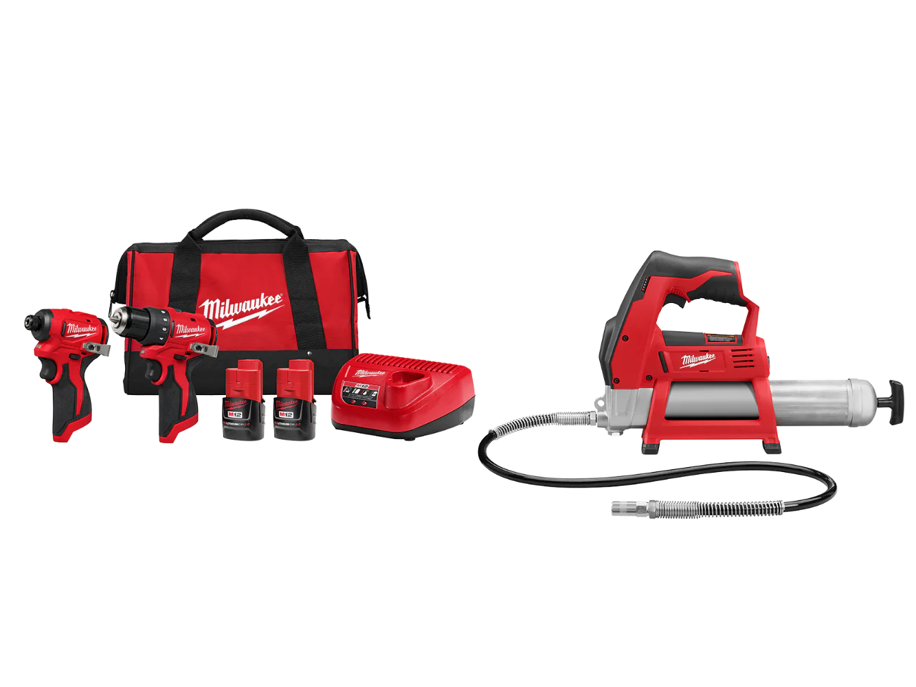 Milwaukee 3494-22GGN M12 12V 2-Tool Cordless Combo Kit w/ Grease Gun