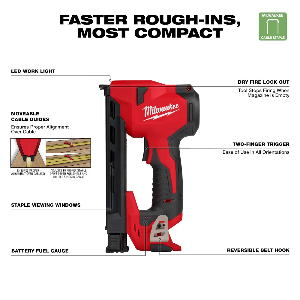 Milwaukee 2448-20x1200 M12 12V Cordless Cable Stapler w/ 1200 Staples