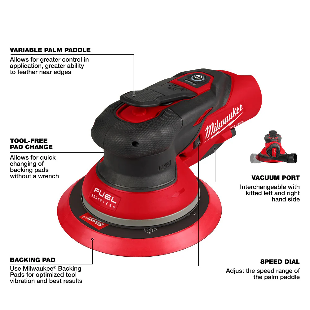 Milwaukee 2585-20 M12 FUEL 12V 6 Random Orbital Sander (3/16) - Bare Tool