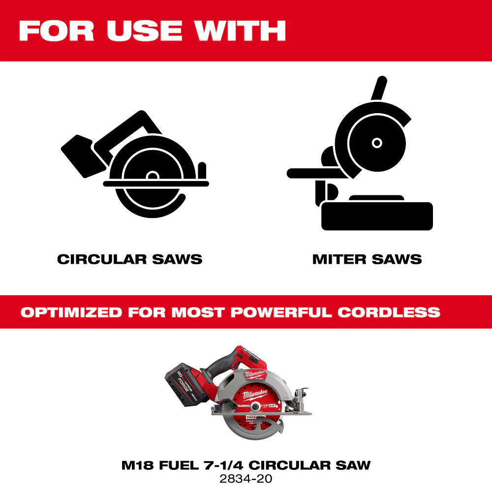 Milwaukee 48-40-2740x2 7-1/4 24T Thick Kerf Framing Circular Saw Blade - 50 PK