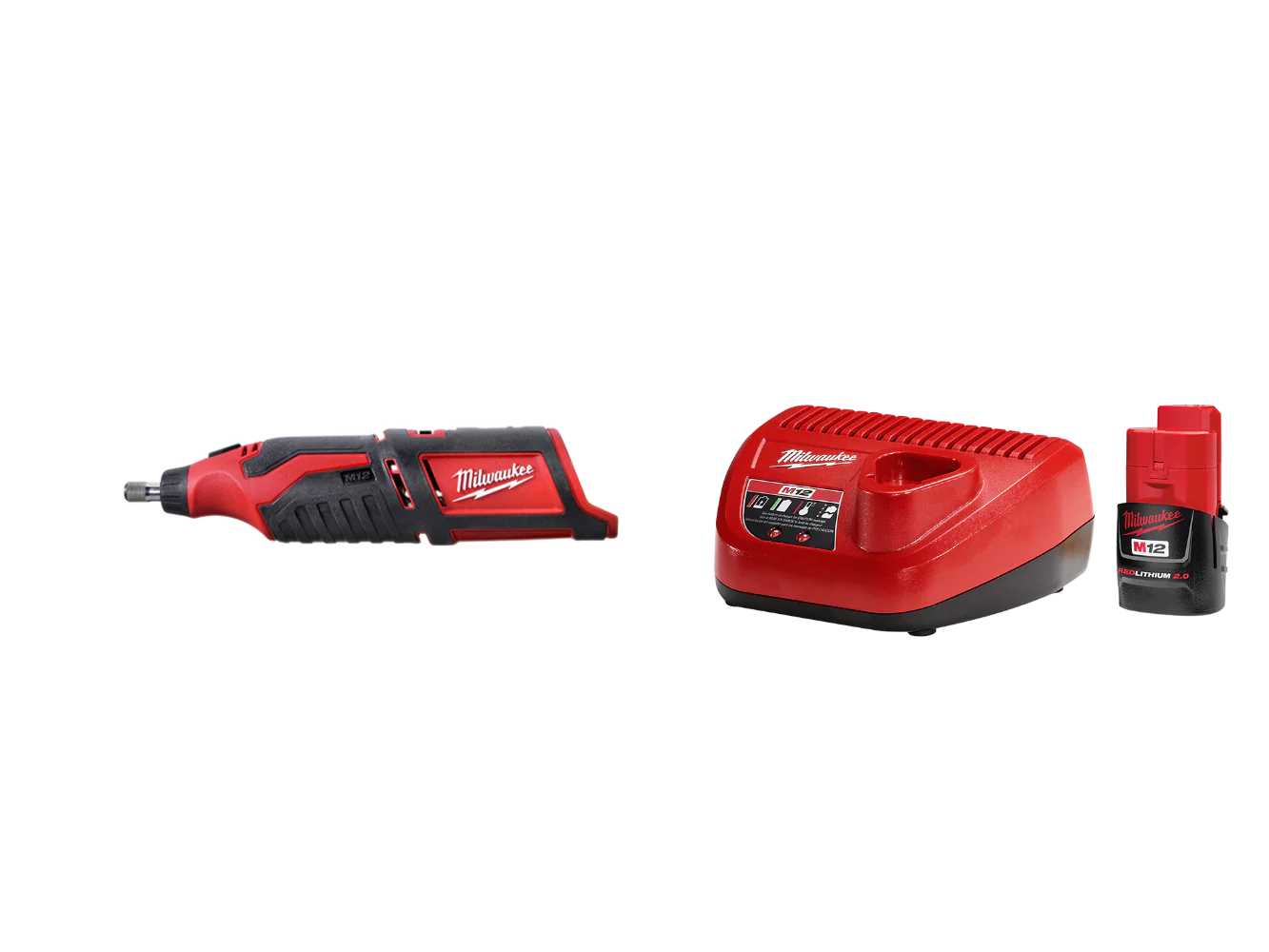 Milwaukee 2460-20B M12 12V Cordless Rotary Tool w/ 2AH Starter Kit