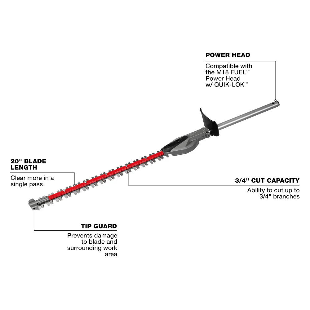 Milwaukee 49-16-2796 M18 FUEL 18V QUIK-LOK Hedge Trimmer Attachment