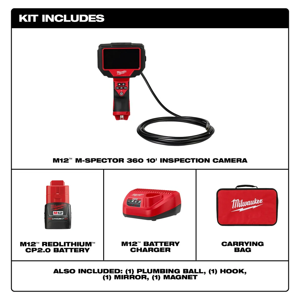 Milwaukee 2324-21 M12 12V 360 Cordless M-Spector 10' Inspection Camera