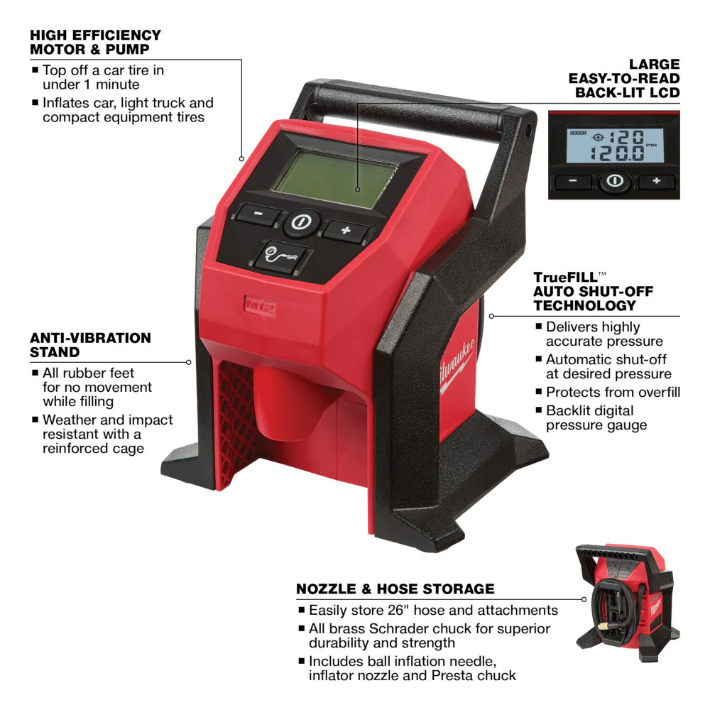 Milwaukee 48-11-2412INF M12 12V REDLITHIUM XC Battery - 2 PK w/ Inflator