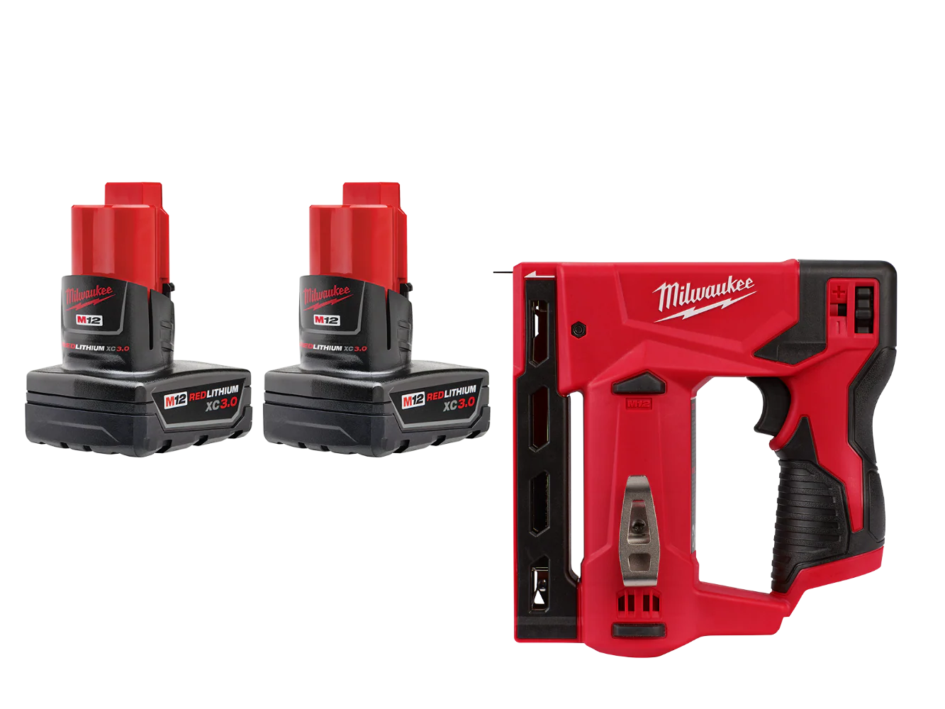 Milwaukee 48-11-2412STPR M12 12V REDLITHIUM XC Battery - 2 PK w/ Crown Stapler