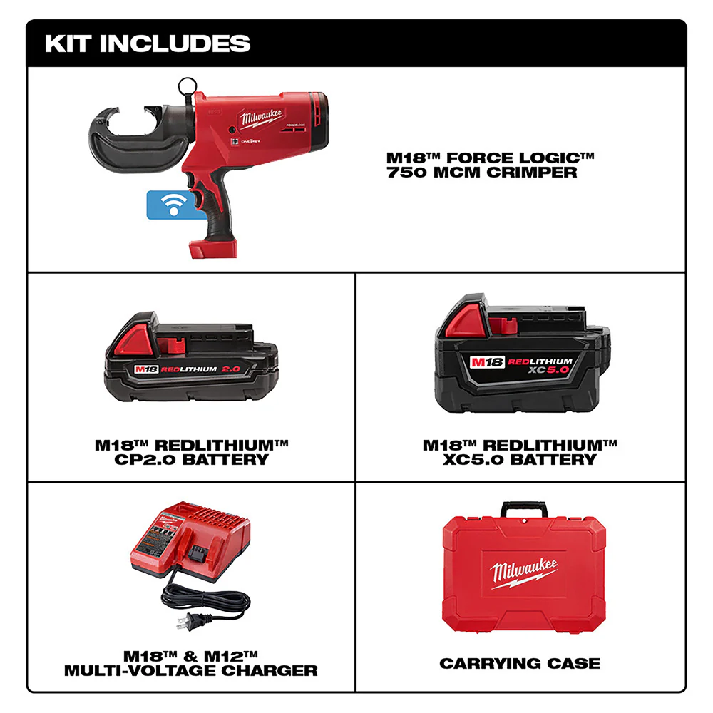 Milwaukee 2779-82 M18 18V FORCE LOGIC 750 MCM Crimper Kit - Recon