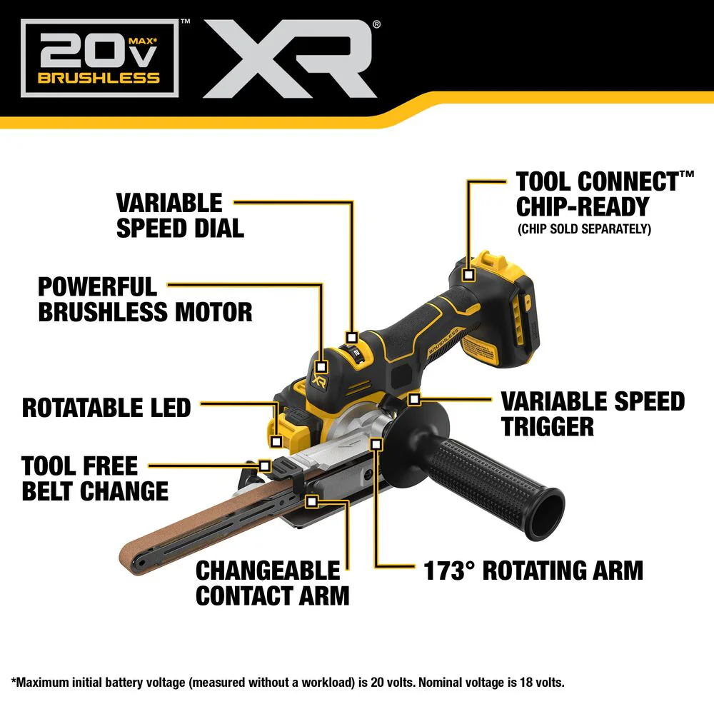 DeWALT DCM200B 20V MAX XR 18 Brushless Cordless Li-Ion Bandfile - Bare Tool