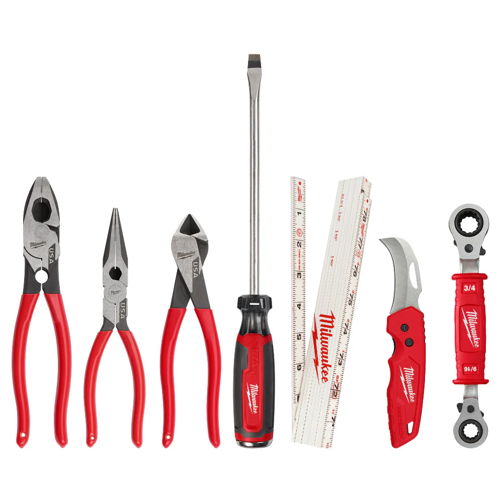 Milwaukee 48-22-0143 Power Utility Hand Tool Set for Construction Projects - 7PC