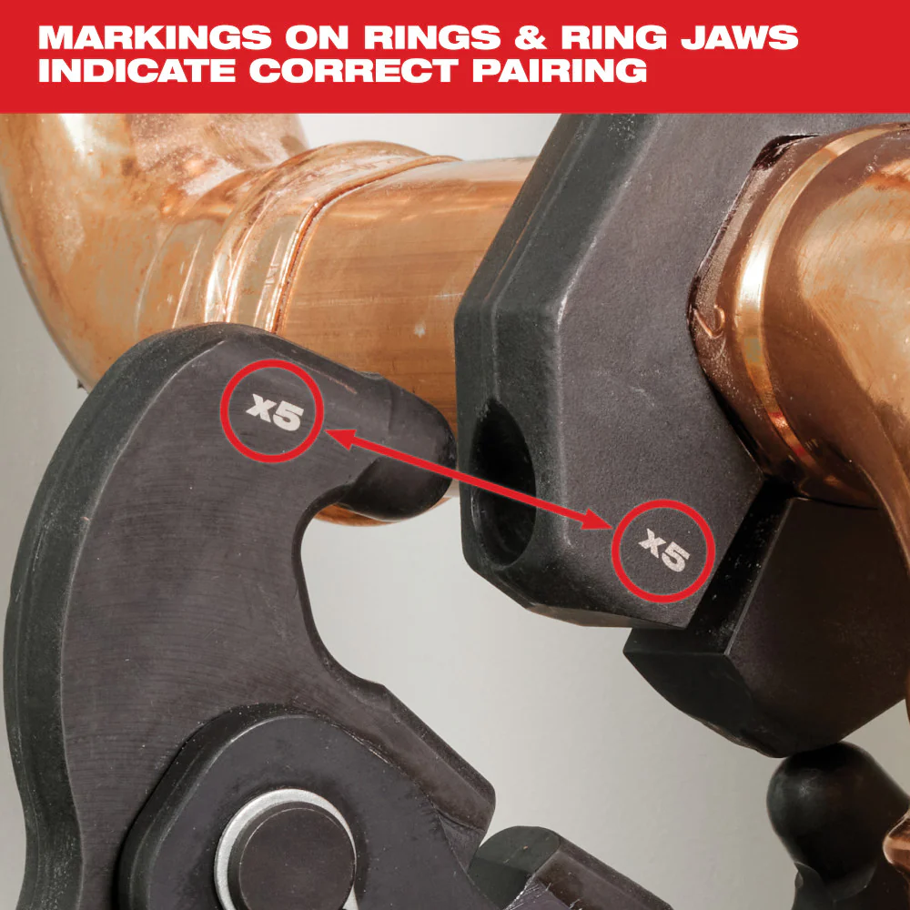 Milwaukee 49-16-2490X 1/2- 1-1/4 CTS-V Pivoting Press Ring Kit M12 FORCE LOGIC