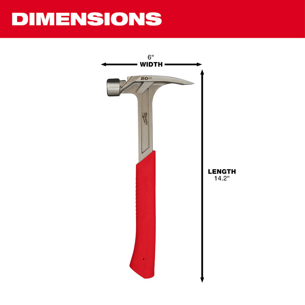Milwaukee 48-22-9020 20 OZ Smooth Face Rip Claw Hammer w/ I Beam Design Handle