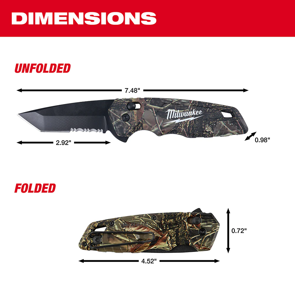 Milwaukee 48-22-1535 FASTBACK Stainless Steel Camo Spring Assisted Folding Knife