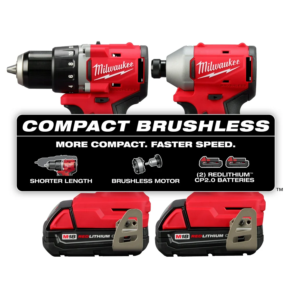 Milwaukee 3693-22CXvBLR M18 Compact Brushless 2-Tool Combo Kit w/ Blower