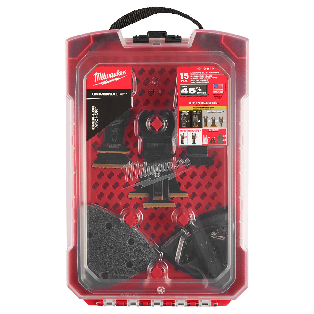 Milwaukee 49-10-9114 Universal OPEN-LOK Oscillating Multi-Tool Blade Kit - 15 PC