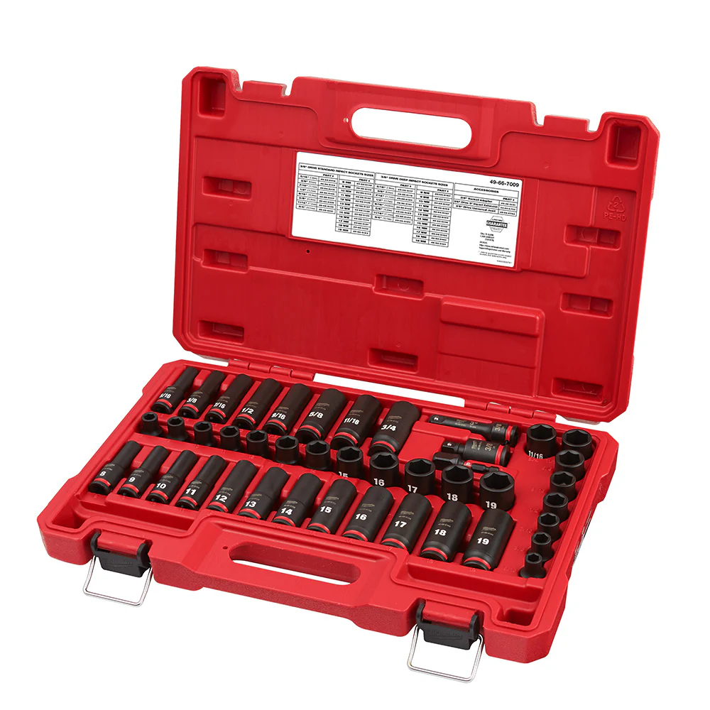 Milwaukee 49-66-7009 SHOCKWAVE 3/8 Impact Duty SAE/Metric Socket Set - 43 PC