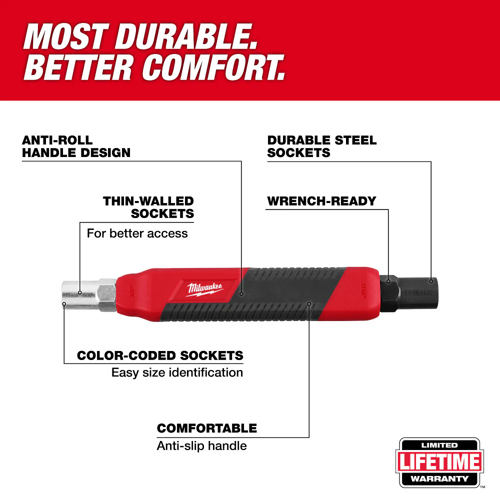 Milwaukee 48-22-3016 Color Coded Can Wrench 3/8 and 7/16 w/ Anti-Slip Handle