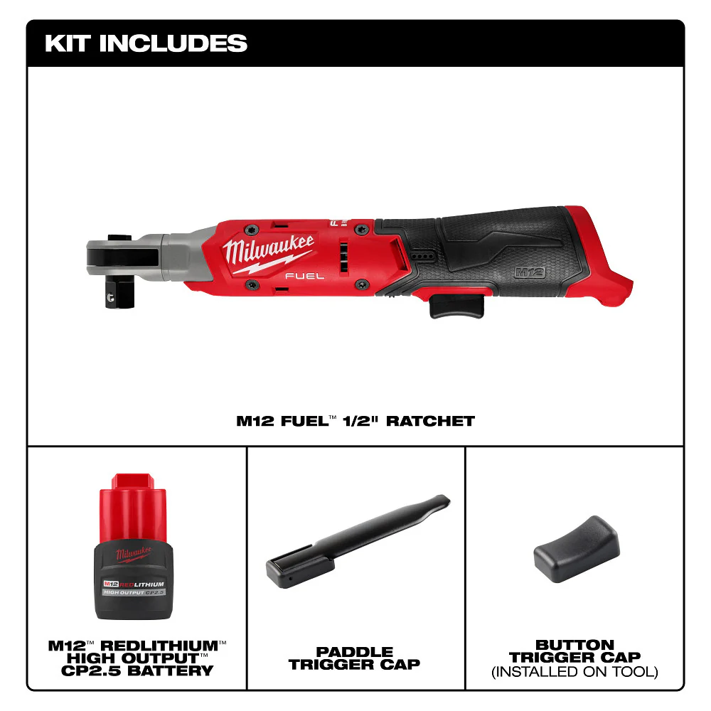 Milwaukee 3054-21 M12 FUEL 12V 1/2 Cordless Li-Ion Ratchet Kit