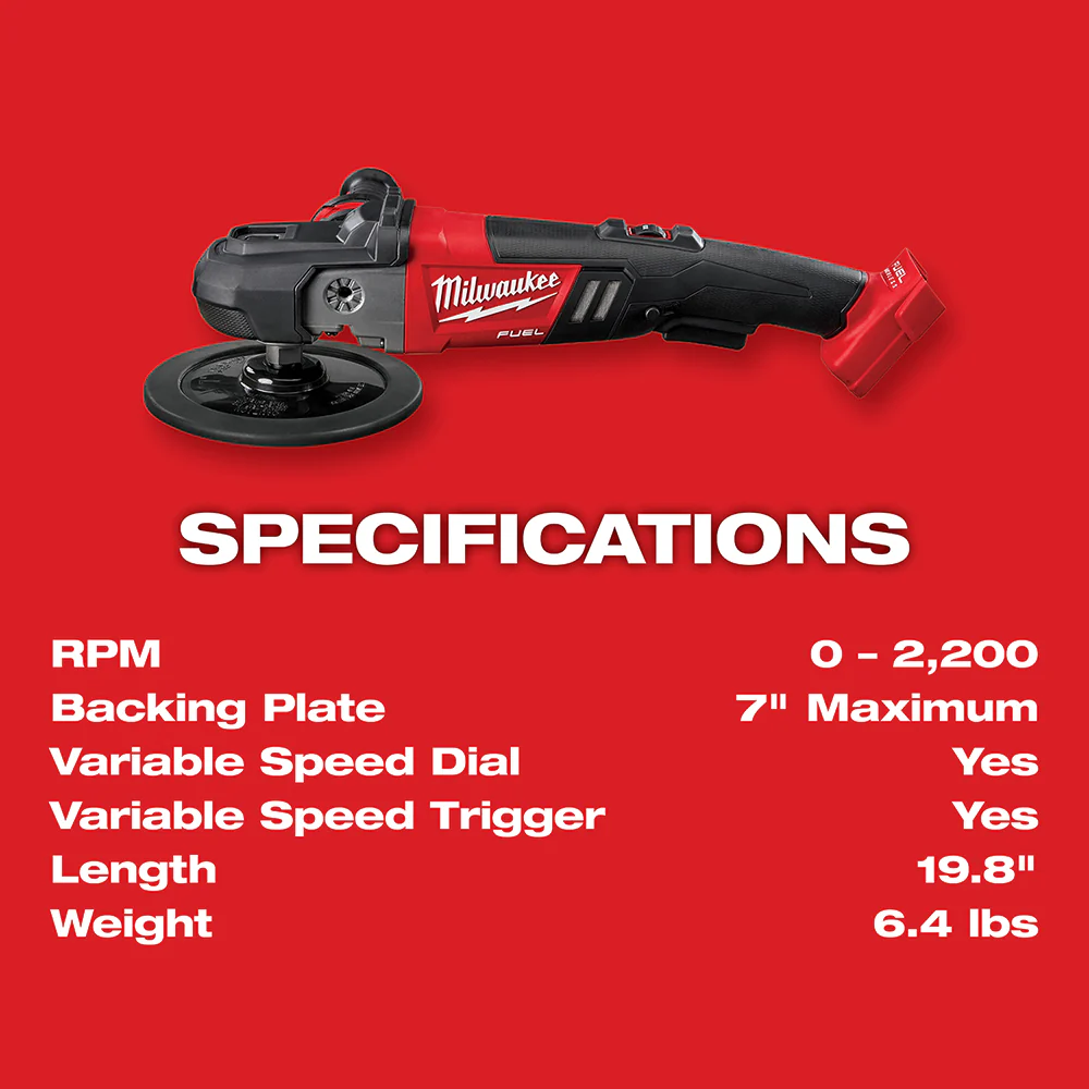 Milwaukee 2738-20 M18 18V FUEL 7 Cordless Lithium-Ion Polisher - Bare Tool