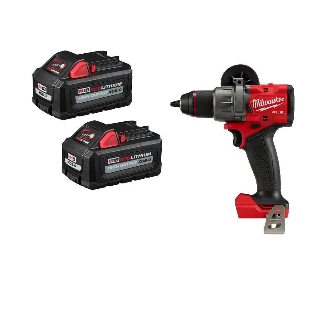 Milwaukee M18 Hammer Drill w/ REDLITHIUM HIGH OUTPUT XC6.0 Battery - 2 PK