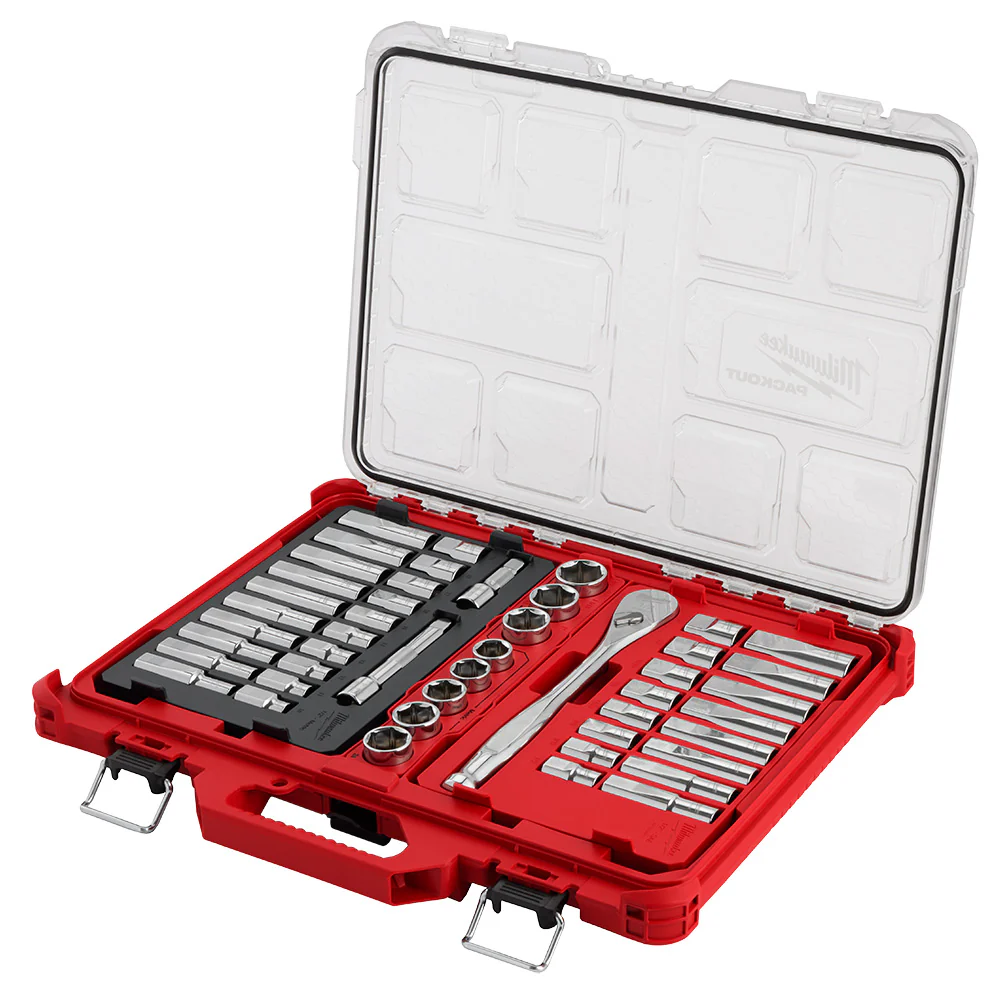 Milwaukee 48-22-9487 47 PC 1/2 Drive Ratchet/Socket Set w/ PACKOUT Organizer
