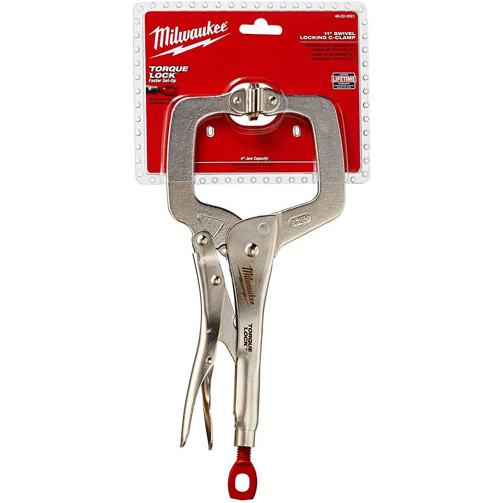 Milwaukee 48-22-3521 11 Torque-Lock Locking C-Clamp Swivel Jaw Pliers