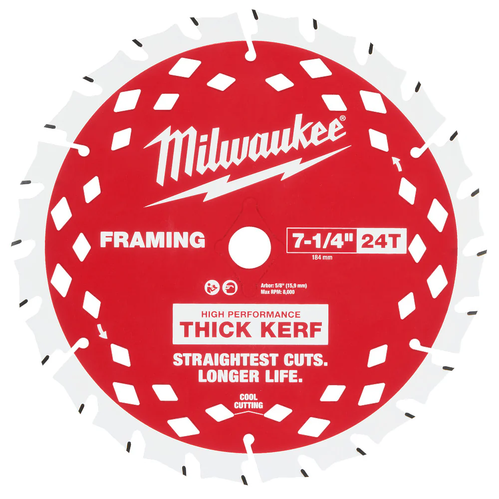 Milwaukee 48-40-0740 7-1/4 24T Thick Kerf Framing Circular Saw Blade