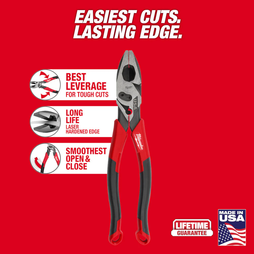 Milwaukee MT550C 9 Lineman Dipped Pliers w/ Crimper/Bolt Cutter - Made In USA