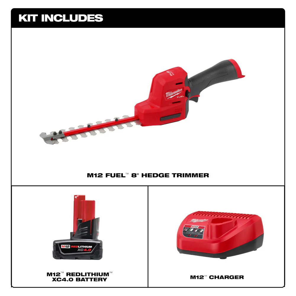 Milwaukee 2533-81 M12 FUEL 12V 8 Cordless Hedge Trimmer Kit - Recon