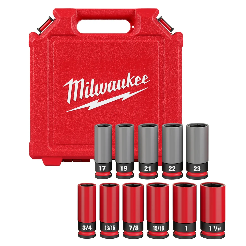 Milwaukee 49-66-7833 SHOCKWAVE 1/2 SAE/Metric Lug Nut Wheel Socket Set - 11 PC
