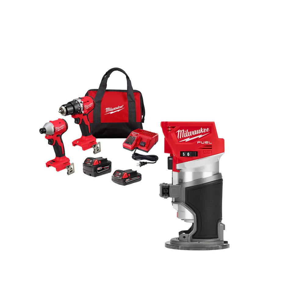 Milwaukee 3693-22CXvCR M18 Compact Brushless 2-Tool Combo Kit w/ Router