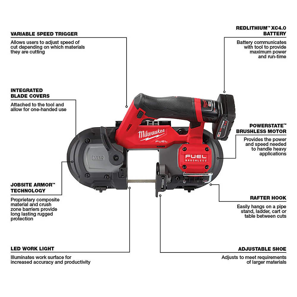 Milwaukee 2529-21XCB M12 FUEL 12V Compact Band Saw Kit w/Blades. and 2 Batteries