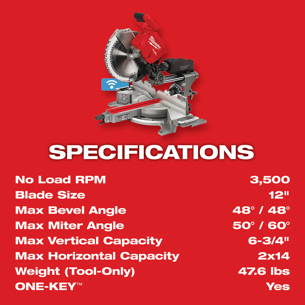 Milwaukee 2739-80 M18 18V 12 Cordless Miter Saw - Bare Tool - Recon